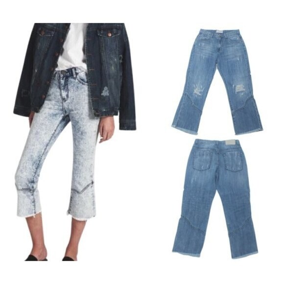 One By One Teaspoon Women Size 24 Denim High Rise Cropped Kick Flare Cotton Jean - Picture 14 of 14